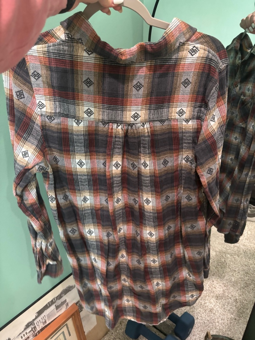 CO Plaid Button-Up Shirt in Rust, Black & Cream - Picture 4 of 4